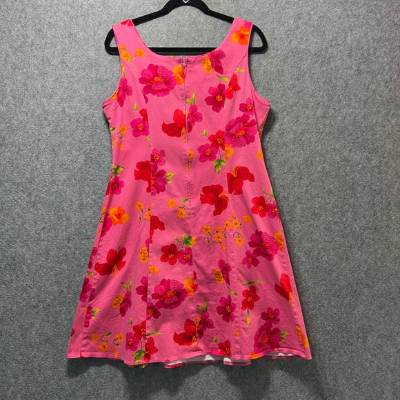 Vintage Y2K‎ Sag Harbor Pink Floral Sleeveless Dress Women's L Petite Fitted 90s - Picture 7 of 9